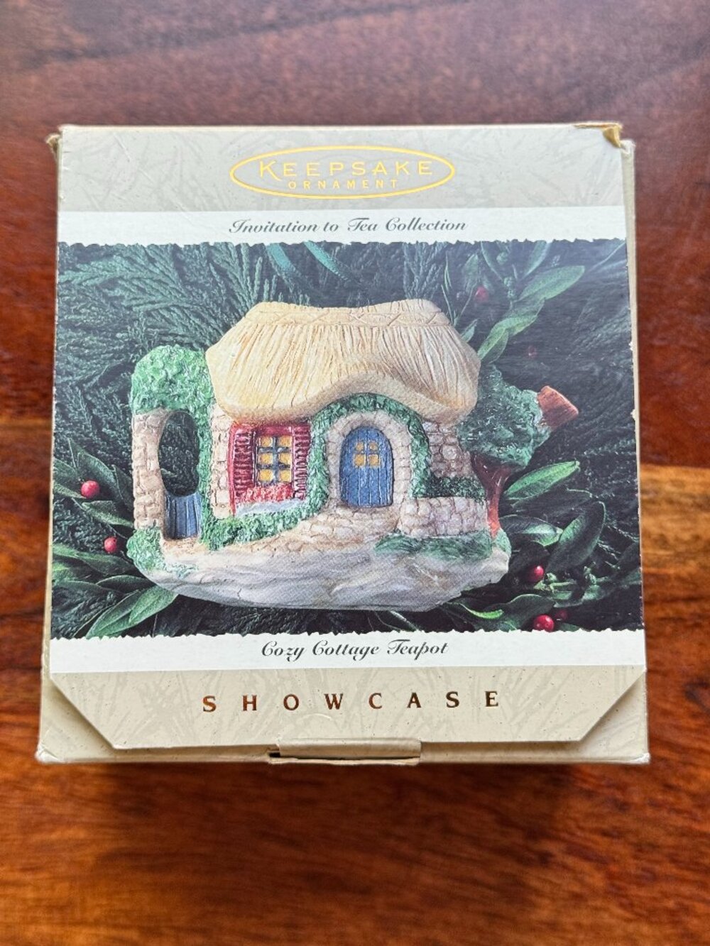 Vintage 1995 Hallmark Keepsake Cozy Cottage Teapot ornament from the Invitation